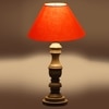 Devansh Orange Cotton Table Lamp With  Wood Natural Base -(10X18 Inches)-30