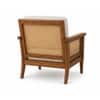 Pisces Solid Wood Cane Accent Sofa Chair in Teak Finish