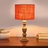 Devansh Orange  Jute   Table Lamp With  Wood Natural Base (7X17.5 Inches)-17