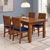 Globally Indian Vikirana Solid Sheesham Wood 4 Seater Dining Table Set 4 Chairs Navy Blue