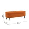 Doe Buck Luxury Boucle Storage Bench in Rust Colour with Gold Tipped Legs