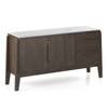Lunar Solid Wood and Carrara White Marble Sideboard In Danish Walnut Finish