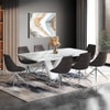 Caribu 6 To 8 Extendable Dining Table With Set Of 8 Doris Swivel Accent Chairs (Colour- Dark Grey, Finish- White High Gloss)