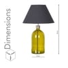 OLVIRA Modern Green Glass Table Lamp with Silver Metal Accent Black Shade