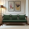 Linton 3 Seater Seater Wooden Sofa in Green Fabric