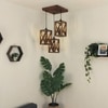 Symmetric Brown Solid Wood Cluster Hanging Light