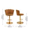 Doe Buck Luxury Brown Velvet Adjustable Bar Stool Chair with Gold Hydraulic Base