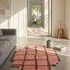 Handmade Wool Shaped Rug Modern Geometric Pink Brown 10 x 14 Feet Carpet