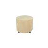Lisbon Solid Wood Ottoman Pouffee in Ivory Sparkle Velvet