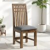 Columbus wood Set of 2 Dining Chairs in Anchor Grey Fabric Cushioning with TEAK FINISH