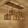 Lyon 5 Series Brown Solid Wood Cluster Hanging Light