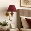 Devansh Metal Electric Wall Light in Antique Gold Colour with Maroon Shade Count of 2 Lights