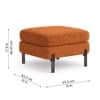 Doe Buck Luxe Boucle Square Ottoman in Rust Colour with Black Metal Legs