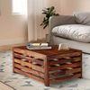 Erickson Sheesham Wood Contemporary Rectangle Coffee Table In Natural Teak Finish