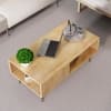 Hexa Engineered Wood Modern Coffee Table With Golden Metal Legs In Giant Wood
