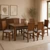 Globally Indian Mahira Solid Sheesham Wood 6 Seater Dining Table Set 6 Chairs Grey