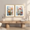 Red White Flower Set of 2 Framed Posters Botanical Art 45x60 cm
