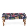 Bestone Sheesham Wood Mid Century Dining Bench (Fruit Print Blue Kantha Teak Finish)