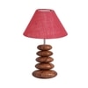 Devansh Pink Jute Table Lamp With Wood  Pebble Lamp  (10X10X15) Inches