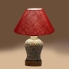 Devansh Conical Maroon Jute Shade Lamp With Wood & Mosaic Glass Base For Decoration/Office/Home/Gifting/Study For Decoration/Office/Home/Gifting/Study -(10X10X14.5) Inches -A