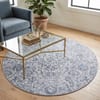 Neulooms Handloom Knotted Reversible Flatweave Round Rug Blue or Ivory 9ft