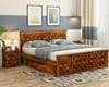 Moglis Solid Wood Queen  Size Bed With Drawer Storage Bed In Honey Oak Finish