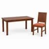 Globally Indian Mahira Solid Sheesham Wood 6 Seater Dining Table Set 6 Chairs Terracotta Orange