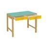 Exotica Kids Solid Wood Study Desk with Drawers and Wooden Handles in Misty Turquoise Mango Yellow Colour
