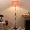 Wren Pink Natural Fiber Floor Lamp with Black Iron Base