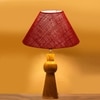 Devansh Maroon Jute Table Lamp With G Wood Natural Base (10X18 Inches)-36