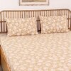 Genda Phool 1 Double Bed Sheet & 2 Pillow Covers + 1 Double Duvet Cover with Beige colour