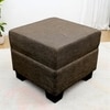 Iris Solid Wood Ottoman Pouffee in Jute Brown fabric