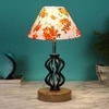 Nina Multicolor cotton Table lamp with Wood & Iron Base