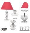 Aspley Chrome Finish Metal Clear Crystal Glass  And White Marble Table Lamp With Maroon Cotton Shade