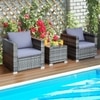 Carry Bird Wicker Patio Furniture Outdoor Balcony Chairs In Grey Colour