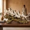 Seven Horse Royal Gallop Horse Sculpture in White Colour