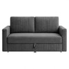Alfon 2 Seater Velvet Pull Out Sofa Cum Bed with Storage In Dark Grey