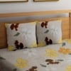 Lyra Multicolor Floral 350 TC Glaze Cotton Fitted Queen Size Bedsheet with 2 Pillow Covers – Threads