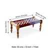 Oakville Sheesham Wood Vintage Seater Maachi Bench Set 2 Stools In Multi Colour Chindi White Rope