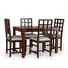 Globally Indian Sheesham Wood 4 Seater Dining Table Set With 4 Seater  Cushioned Chairs - Block Backrest