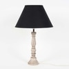 Hatton hand crafted Solid wood distress white finish table lamp With Black Cotton Shade