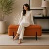 Doe Buck Luxury Boucle Storage Bench in Rust Colour with Black Metal Legs