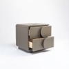Manfred Leather Side Table in Brown Colour