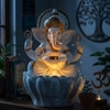 White 2Ft Lotus Ganesha Water Fountain