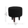 Doe Buck Velvet Round Ottoman Stool in Black Colour with Wooden Legs