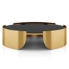 Belle Round Black Mirror And Metal Coffee Table In Gold Finish