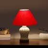 Devansh Conical Red Cotton Shade Lamp With Wood & Mosaic Glass Base For Decoration/Office/Home/Gifting/Study For Decoration/Office/Home/Gifting/Study -(10X10X14.5) Inches -A