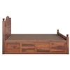 Syan Solid Wood King  Size Upholstered Bed With Hydraulic Storage (Honey Oak Finish)