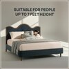 Solara Wave Luxe Queen Size Bed in velvet With Oak wood Frame & Hydraulic Storage