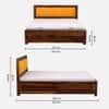 Melba Solid Sheesham Wood  King Size Hydrolic Storage Upholstered  Bed In Provincial Teak Finish